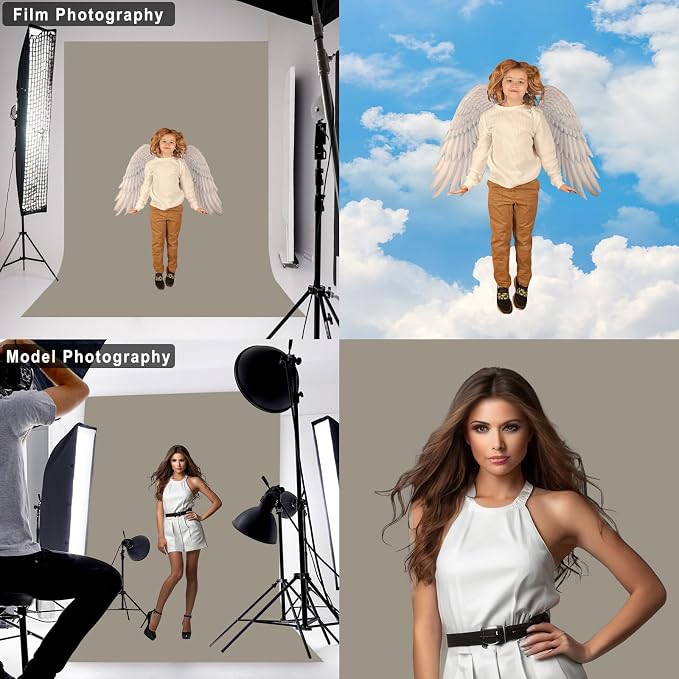 Grey Backdrop for Photoshoot, Professional Photo Backdrop Background Curtain for Product Photography, Portraits, Wedding, Party, Live Streaming Video Recording 5X7 FT (Background Only)