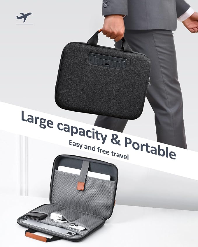 Hard Laptop Case 14 Inch for HP Dell Lenovo ASUS Acer - 2 in 1 Laptop Sleeve & Lap Desk with Stopper and Book Clip, Shockproof Waterproof 15.3 MackBook Air M3 M2 Case - Black