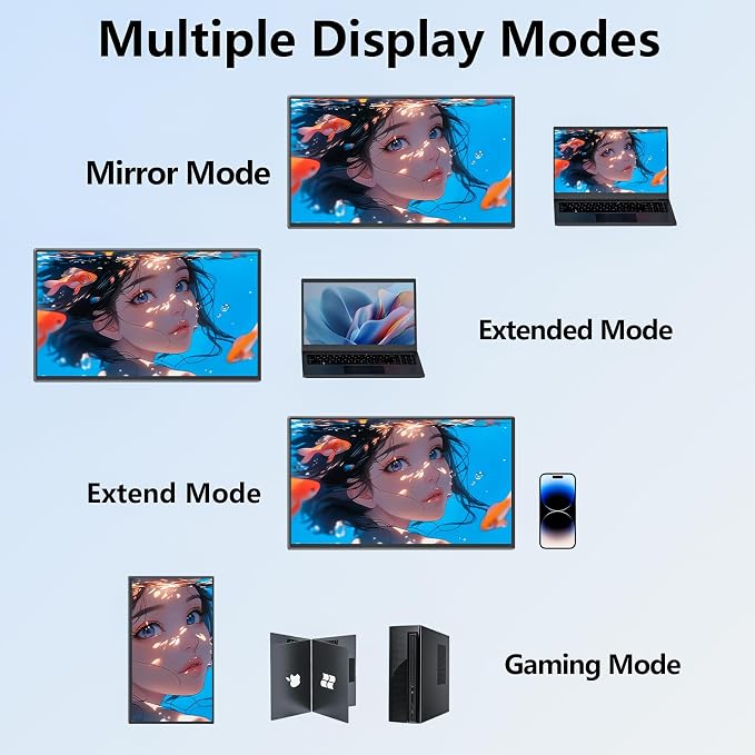 24” 4K 3840 * 2160 Portable Monitor 100Hz 120% sRGB USB-C HDMI Large Gaming Second Extender Display Monitor for MacBook Laptop,Desktiop,PS5/4, Xbox, Switch,Phone