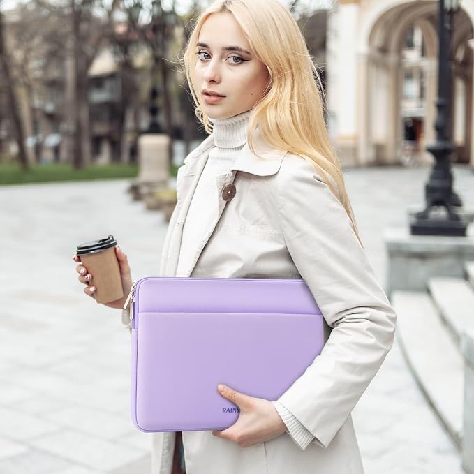 RAINYEAR Laptop Sleeve Case 13.3 Inch, Protective Portable Case with Front Pocket, Briefcase Handbag Laptop Bag Compatible with 13.3-14 Inch Laptop PC, 14 Inch MacBook Pro M5 M4 M3 M2 M1, Purple