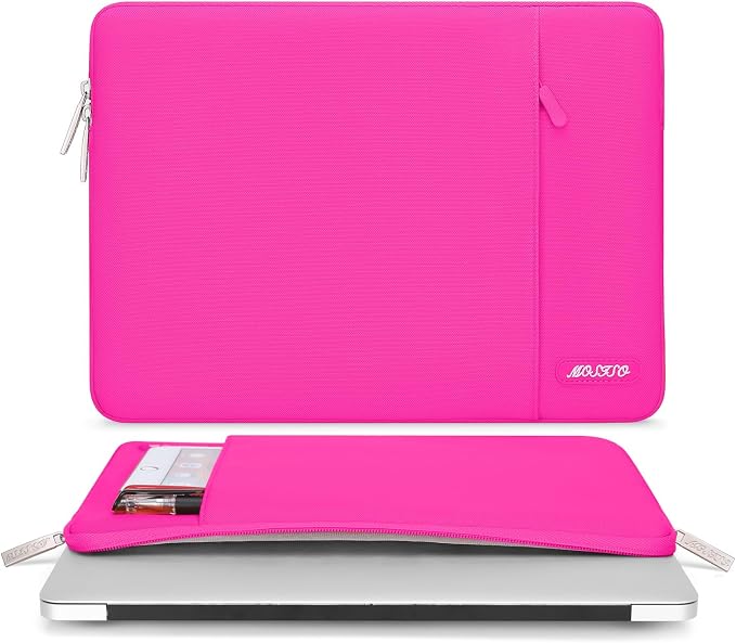 MOSISO Laptop Case 15 inch, 15 inch Laptop Sleeve Compatible with MacBook Air M5 A3448 M4 A3241 M3 A3114 M2 A2941 2026-2023, Dell XPS, Polyester Vertical Computer Sleeve Bag with Pocket, Bright Rose