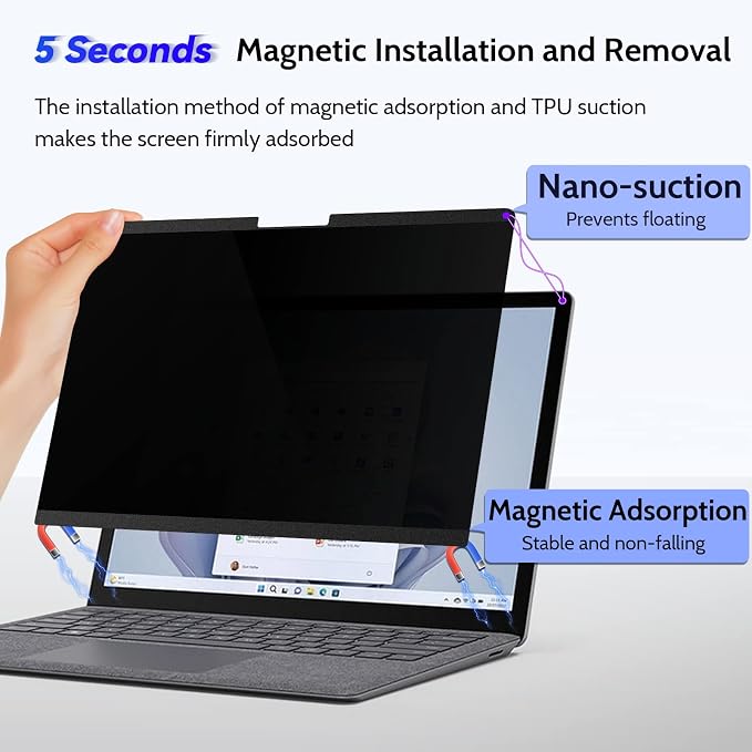 IPROKKO Magnetic Privacy Screen for 13.8 inch Surface Laptop 7 (release in 2024), Removable Matte Computer Screen Spy Filter Compatible with Microsoft Surface Laptop, Anti-Glare Blue Light Scratch Screen Cover