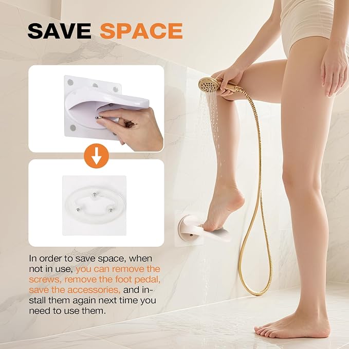 Tokokimo Shower Foot Rest for Shaving Legs, Pedicure Foot Rest for Inside Shower, Shaving Stool No Drilling is Needed Non-Slip Bathroom Pedal, Suitable for Smooth Tiles, Smooth Marble, Smooth Glass