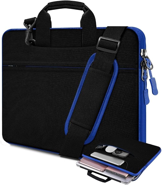 Laptop Case 16 inch Shoulder Bag,Shockproof Water-Resistant Handbag with Strap Compatible with MacBook Pro/Neo 16" M5 M4 M3 M2 M1,Mac Air 15 M5,XPS 15/16 and Most 15"-16" Notebooks,Black blue