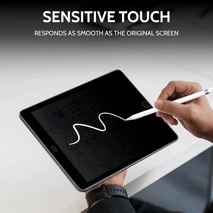 Peslv 360° Privacy Screen for iPad 9th 8th 7th Gen - 10.2 Inch, Anti Glare Blue Light Spy Filter Private Cover, High Sensitive Bubble-Free Easy Install Black Security Protector