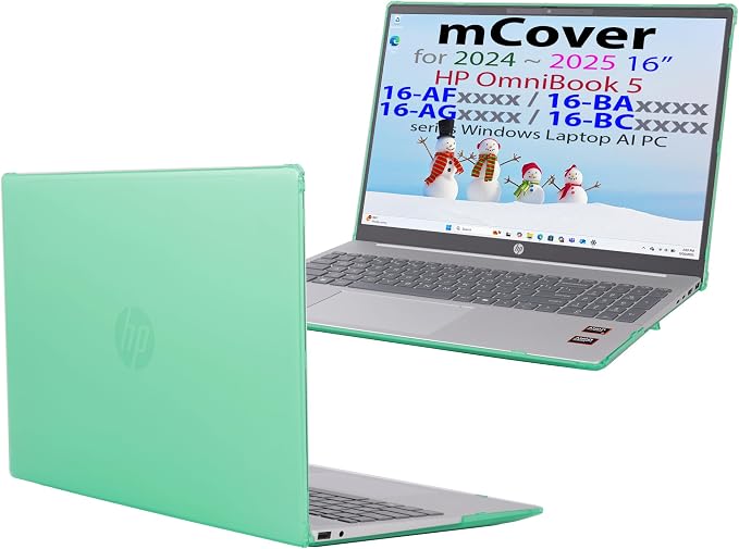mCover Case ONLY Compatible for 16” 2024+ HP OmniBook 5 16-AF / 16-AG / 16-BAxxxx / 16-BCxxxx and Pavilion 16-AF / 16-AG0000 Series Windows AI Notebook PC (NOT Fitting Other HP Models)- Green