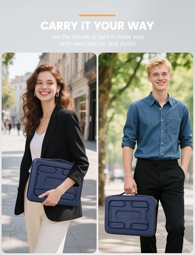DOMISO 13.3 inch Laptop Sleeve with Handle Shockproof Computer Bag Waterproof EVA Protective Carrying Case for 13-13.3 inch Notebooks/13 MacBook Air/MacBook Pro Retina/Dell XPS 13/HP,Dark Blue