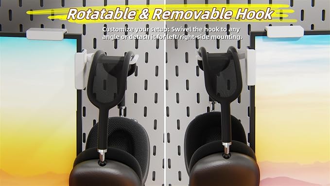 【1PACK Clamp-On Monitor Headphone Stand – Adjustable Headset Holder with 360° Rotating Hook, Silicone Protection, Space-Saving Desk Organizer for Office, Gaming & Study YA-C (Black)