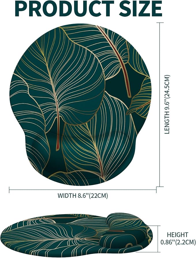 eulps Mouse Pad with Wrist Rest, Comfortable Computer Mousepad with Gel Wrist Support Smooth Surface and Non-Slip PU Base for Pain Relief, Laptop, Office & Home (Tropical Plants)