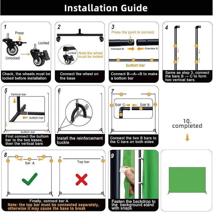 Lightdow 10x7ft Rolling Background Stand Kit with Green Screen Backdrop & Wheels & Portable Carrying Bag & Clamp & Gloves for Streaming/Studio Video Recording/Zoom Meeting/Party