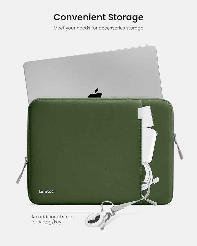 tomtoc 360° Protective Laptop Sleeve for 16-inch MacBook Pro M5 Pro/Max (2026) A3428 A3429, M4/M3/M2/M1 A3403 A3186 A2991 A2780, Water-Resistant MacBook Case Bag with Accessory Pocket Fits Dell XPS 16