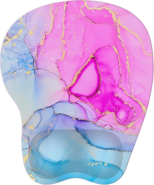 Upgrade Ergonomic Mouse Pad,Non Slip Mousepad Wrist Rest Support for Office, Computer, Laptop & Mac(B-Pink Blue Marble)