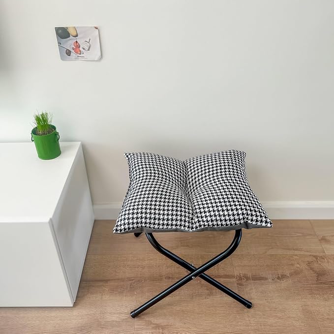 Foldable Foot Rest Stool for Under Desk or Sofa - Office Footrest Ottoman, Portable Leg Rest for Home & Office (Houndstooth)