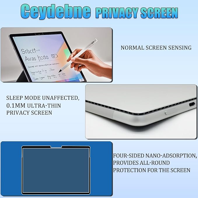 Privacy Screen Protector for Microsoft Surface Laptop 6/5/4/3 (15")- Nano-Suction Removable Anti-Spy Filter, Blue Light Blocking, Ultra-Thin Design
