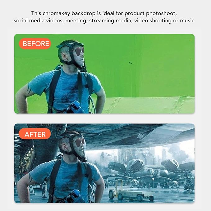 Chromakey Green Screen Backdrop, Photography Backdrop High Density Polyester Soft Light Wrinkle Background for Photo Studio Streaming Video Party Home Use (150 * 300CM)