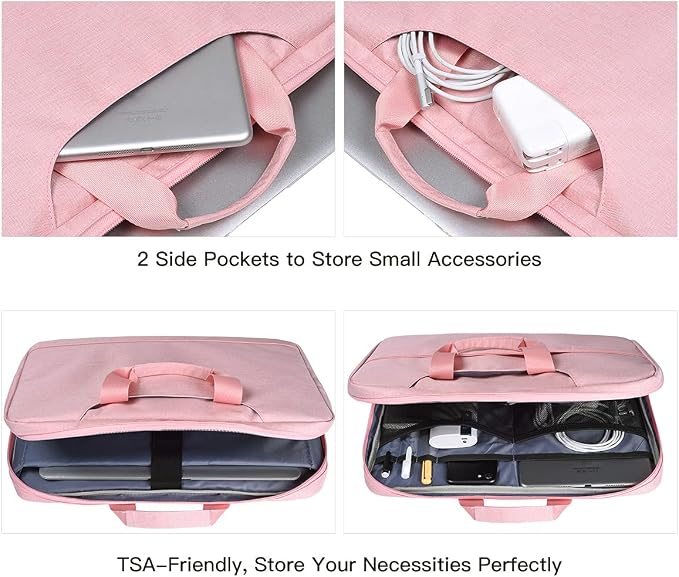 11.6-12.9 Inch Laptop Bag Sleeve Women Ladies TSA Briefcase for Macbook Neo 13 A18 Pro A3404, 13" iPad Pro M5 M4, iPad Air 13 M4 M3 2026 2025, iPad 12.9", Acer Lenovo Dell Chromebook 11.6" Case, Pink