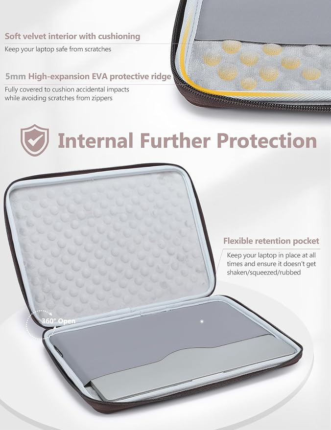 HYZUO 13.3-14 Inch Hard Shell Case Laptop Sleeve for MacBook Pro 14 M5/M4/M3/M2/M1 Pro/Max A3426 A3427 2026-2021, MacBook Pro/Air 13, Dell Pro 13/14 Premium, 13.8"-13" Surface Laptop, Coffee Brown