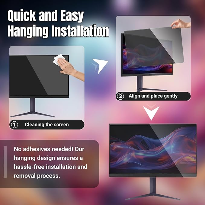 Hanging Computer Privacy Screen Protector Shield Compatible for 23.8/24 Inch 16:9 Widescreen Desktop Monitor - Anti Glare Filter Blue Light Filter Type Anti Scratch
