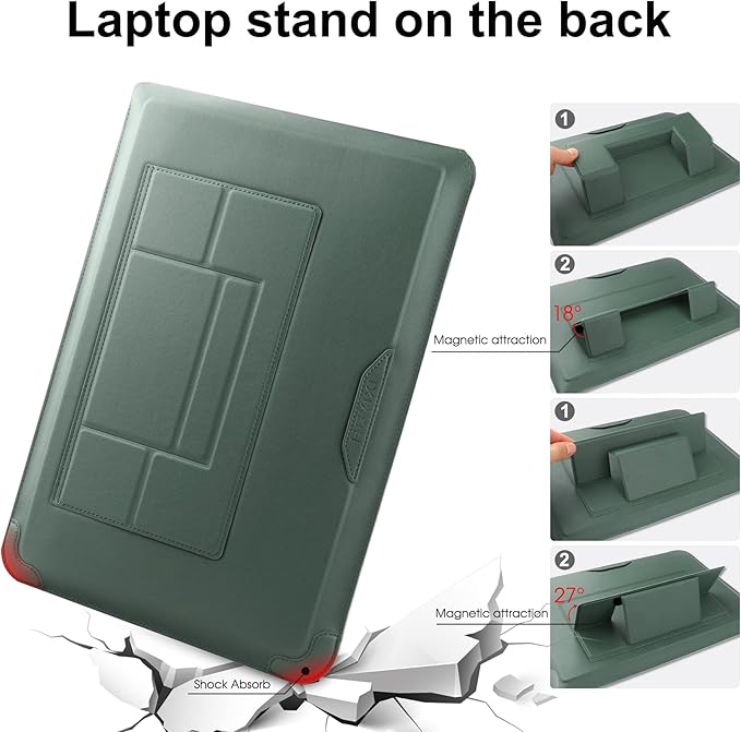 HoYiXi 15 16 Inch Laptop Sleeve Case Leather Bag for MacBook Pro 16 2021 & 2019/Huawei MateBook D15/HP 15.6" PC/MacBook Pro 15/XiaoXin Air 15.6'', Green