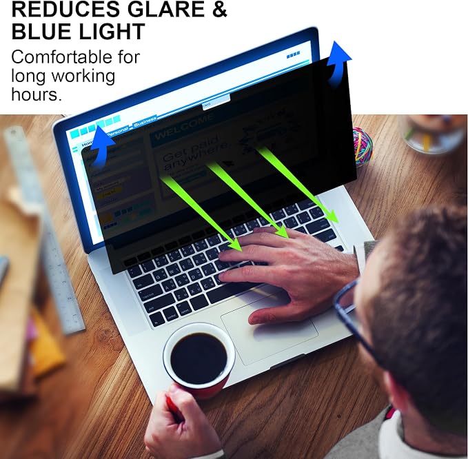 Privacy Screen Protector for Macbook Air 13.3 inch (2018-2020) & Macbook Pro 13.3 Inch (2016-2022, M1, M2), Removable Matte Anti Glare Blue Light Protector Private Security Filter, 1-Pack