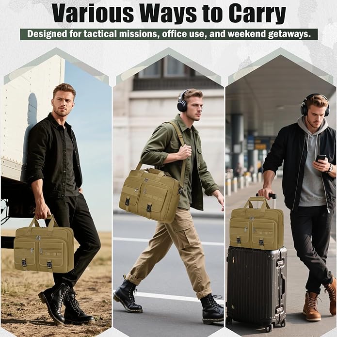 RAINSMORE Tactical Laptop Bag for Men 15.6/17.3 Inch Military Laptop Briefcase with MOLLE Large Business Travel Messenger Bag