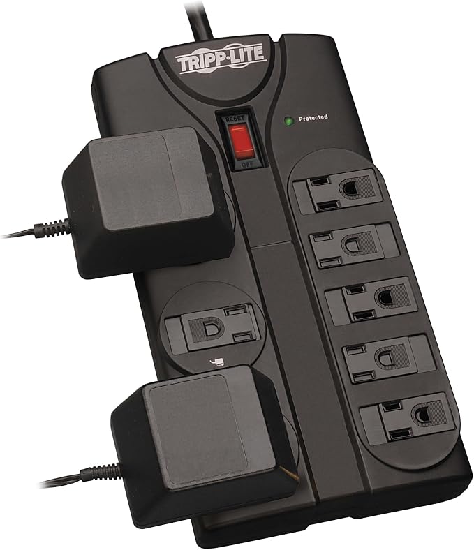 Eaton Tripp Lite Series TLP808B 8 Outlet Surge Protector Power Strip with Flat Plug, 1440 Joule Rating, Black, UL Listed & Certified, 8ft Extension Cord with Multiple Outlets for Home Office
