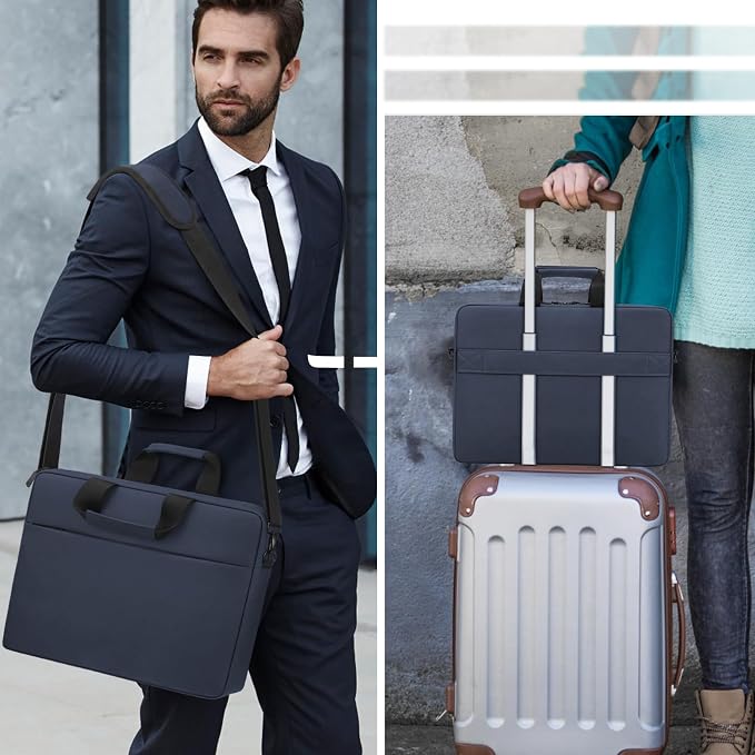TECOOL Laptop Bag 17 17.3 Inch, Waterproof Laptop Case Sleeve Messenger Bag Briefcase with Shoulder Strap for 17 17.3 Inch Lenovo HP Dell Acer ASUS Notebook Computer Carrying Case, Dark Blue