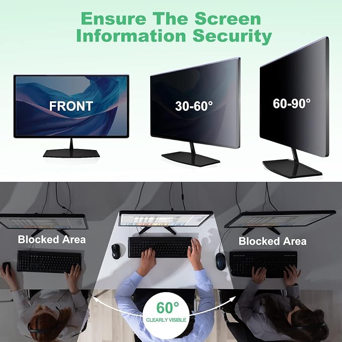 21.5 Inch Computer Privacy Screen for 16:9 Widescreen Monitor, Anti-Blue Light Monitor Privacy Screen Filter, Anti-UV Computer Shield