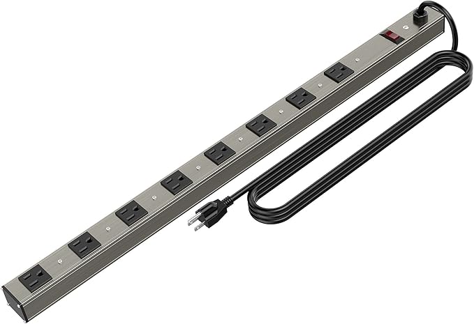 8 Outlets Surged Aluminum Alloy Heavy Duty Metal Socket Power Strip,Oviitech 6-Foot Long Extension Cord with Surge Protection.ETL Certified,Aluminum Alloy Silver with Black Hole.