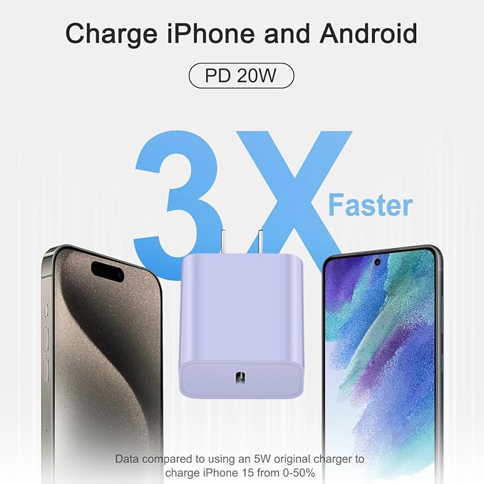 iPhone 17 16 15 Fast Charging 10FT Long USB C Charger Type C Charger 3 Pack Fast Charger USB C for iPhone 17/17 Plus/17 Pro/17 Pro Max/16/16 Plus/16 Pro/16 Pro Max/15 Pro Max,iPad Pro,Samsung(Purple)