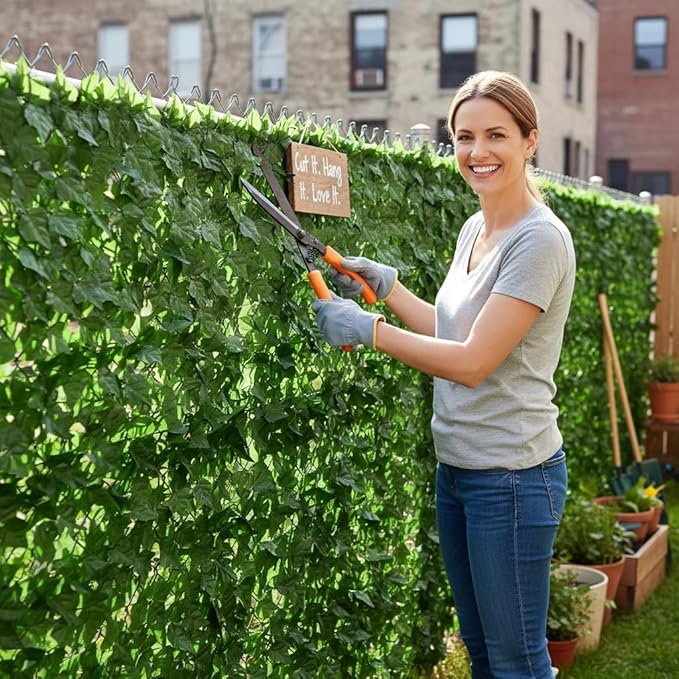 Faux Ivy Privacy Fence Screen Outdoor Expandable Artificial Greenery Roll Fake Hedge Wall Patio Green Plastic Leaf Plant Vine Grass Panels Gate Covering for Garden Yard Balcony (320 X 40 in)