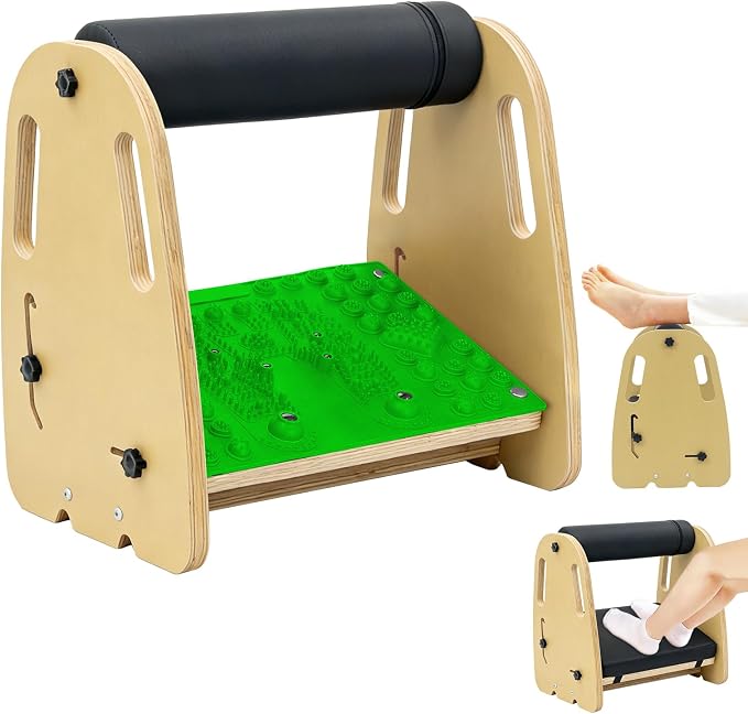Adjustable Wooden Under Desk Foot Rest｜15.75” Height｜Detachable｜Interchangeable Leather & Massage Pads｜for Office/Home/Gaming/Study Desk Essentials - Green