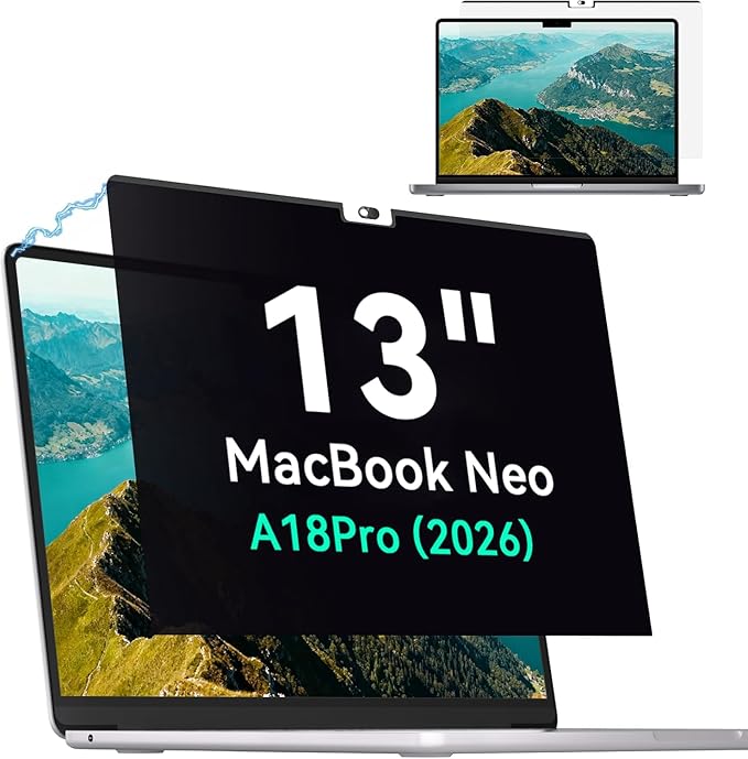 Magnetic Privacy Screen for MacBook Neo 13 Inch (2026, A18 Pro),Removable Anti Glare Blue Light Filter for Mac 13In Laptop Privacy Filter Shield Protector