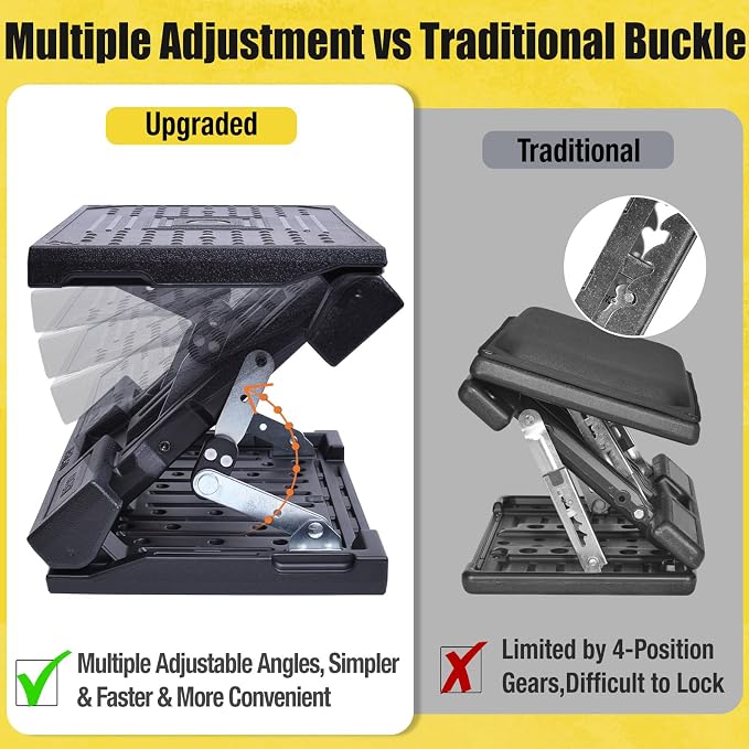 Foot Rest for Under Desk at Work Ergonomic Footrest with Adjustable Height and Angle, Foldable Foot Stool with Removable Pad Massage Beads for Office Gaming Chair Black