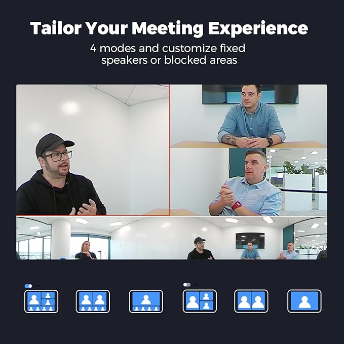 COOLPO Camera 360, 4K Smart Video Conference Room Camera and Microphone, AI Driven Speaker Tracking, Noise Cancellation, Works with Zoom, Google Meet, Meeting, Plug Play Setup, AI Huddle Pana