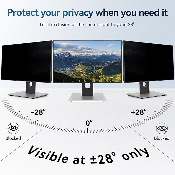 [2-Pack] 27 Inch Magnetic Computer Privacy Screen Filter for 16:9 Widescreen Monitor, Removable Eye Protection Anti Glare Blue Light Filter Privacy Shield, Anti Spy Screen Protector Film 27 in