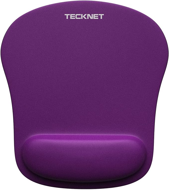 TECKNET Mouse Pad with Wrist Support, Ergonomic Gaming Mouse Pad Pain Relief, Portable Comfortable Mousepad for Computer, Laptop, Office, Home and Travel, Non-Slip Base, Waterproof Surface, Purple
