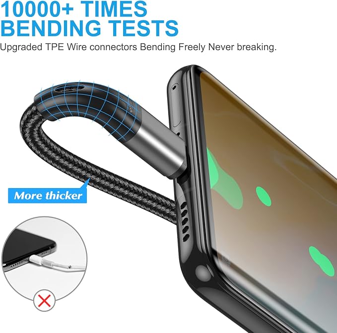 USB to USB C Cable,3Pack 10ft Premium Nylon Braided Fast Charging,3A Rapid Charger Cord,Long Type C to A Cable Compatible with Samsung Galaxy S22 S21 S20 S10 S9 S8 Plus,Note 20 10 9 8,LG V50 V40