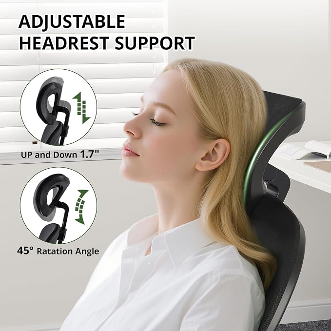 Office Chair Ergonomic Desk Chair, 330LBS Capacity, High Back Computer Chair with Lumbar Support, Flip-up Armrests Swivel Task Chairs for Long Hours Work