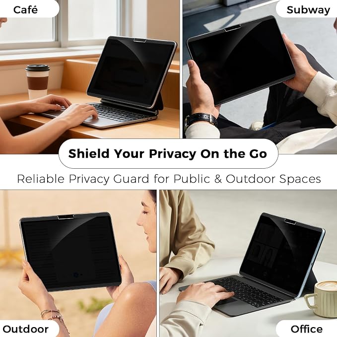 4-Way Magnetic Privacy Screen for iPad Air 11 Inch 2024/2025 (M2/M3, 6th/7th Gen), Removable 360° Private Filter for iPad Air 11, Anti Glare Bubble-Free Easy Install Security Protector, 1 Pack