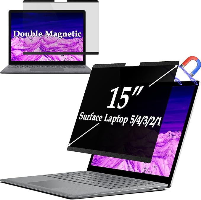 IPROKKO Surface Laptop Privacy Screen 6/5/4/3/2/1-15 inch, Magnetic Removable Privacy Screen Filter for Microsoft Surface Laptop, Anti-Glare Blue Light Screen Protector