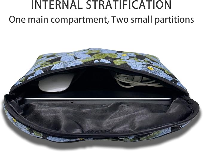 Puffy Laptop Sleeve 15-16 Inch Blue Flower, Protective Carrying Case for Men and Women, Cute Case Bag Compatible with 15 Inch and 16 Inch Laptops, for MacBook Air M2 M1, Asus/Dell Xps/Lenovo in Cover