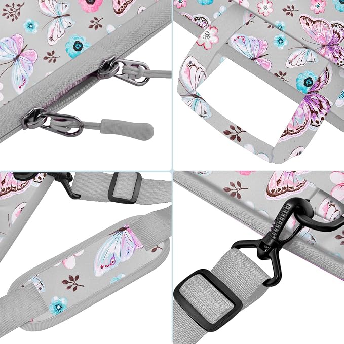 Laptop Case 15.6 inch Shoulder Bag, Durable Shockproof Protective Computer Carrying Briefcase with Multi-Pockets and Strap Compatible with Most 15.6 inch Notebooks,Butterfly