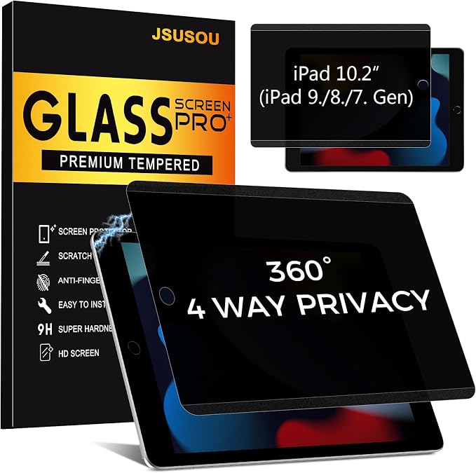 4-Way Magnetic Privacy Screen for iPad 9th Generation 10.2 Inch 2022, Removable 360° Private Filter for iPad 8th/7th Gen 10.2"， Anti Glare Bubble-Free Easy Install Security Protector, 1 Pack