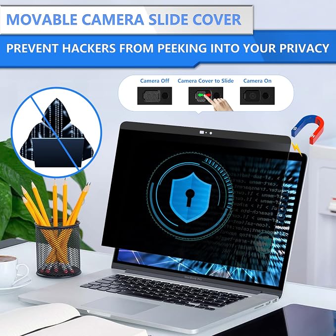 ZOEGAA Magnetic Privacy Screen MacBook Pro 15 Inch, Removable Privacy Screen Filters Anti-Spy, Anti Blue Light and Anti Glare Screen Protector for Macbook Pro 15 inch (2016-2019) Model (A1707, A1990)