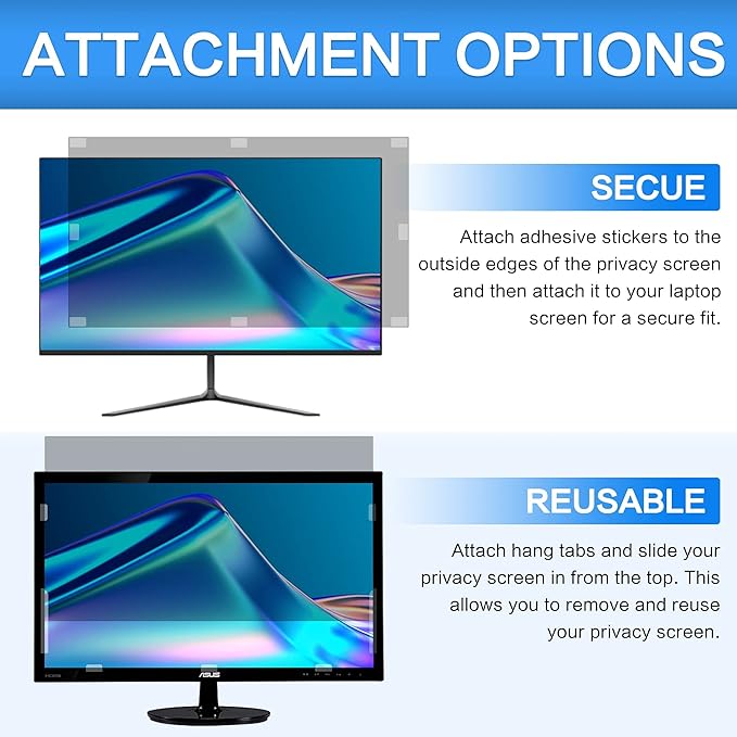 ZOEGAA 32 Inch Computer Privacy Screen Filter for 16:9 Widescreen Computer Monitor 27.87"x15.66", Removable Computer Screen Privacy Shield and Anti Blue Light Anti Glare Screen Protector