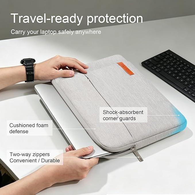 Lacdo Laptop Sleeve Case for 14 inch MacBook Pro M5 Pro/Max A3426 A3427 (2026), M5/M4/M3/M2/M1 A3434 A3112 A3401 A3185 A2918 A2992 2025-2021, 13.8 inch Microsoft Surface Laptop 7th Computer Bag, Gray