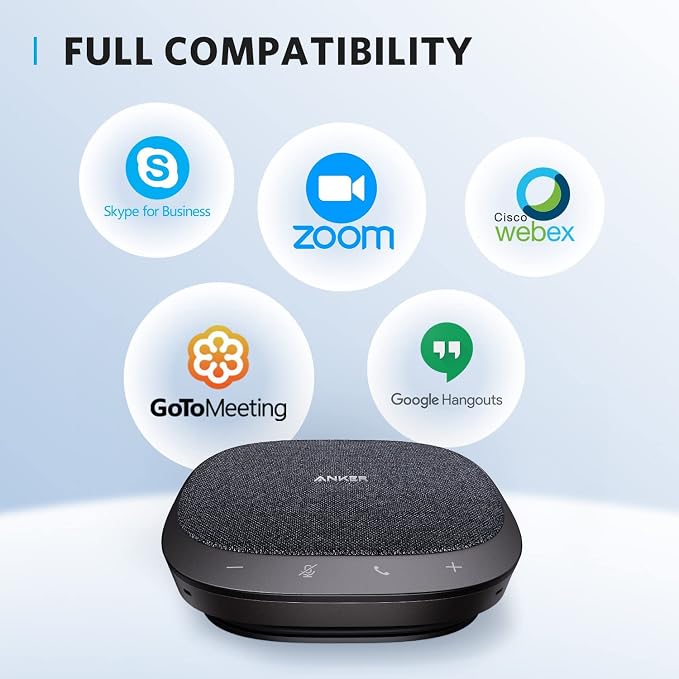 Anker PowerConf S330 USB Speakerphone, Conference Microphone for Home Office, Smart Voice Enhancement, Plug and Play, 360° Voice Coverage via 4 Microphones, and Powerful Sound (Renewed)