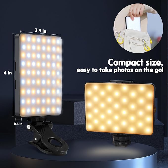 Selfie Light With Front & Back Clip, Three Light Modes, USB Charging, for iPhone, iPad, Laptop, TikTok, Vlog, Makeup, Video Conferencing