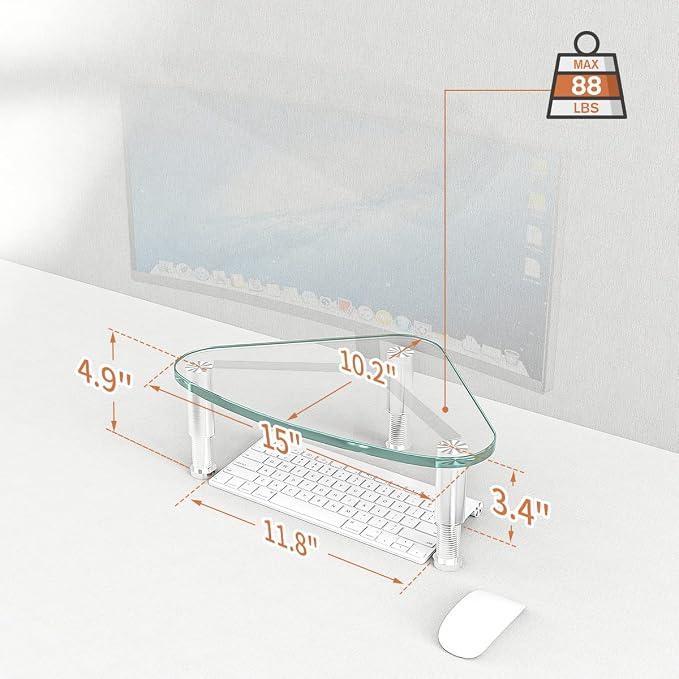 Hemudu 2 Pack Computer Monitor Riser | Triangle Desktop Universal Corner Stand for Computer Monitor & Laptop HD01T-203